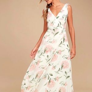 Lulus Romantic Possibilities White Floral Maxi Dress